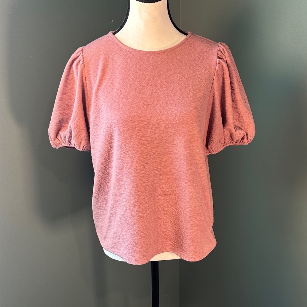 a new day Dusty Rose Puff Sleeve Blouse
